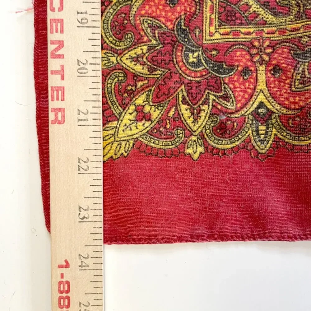 Square Scarf Red Bandana Print Paisley Western Boho Retro Folk Cowgirl